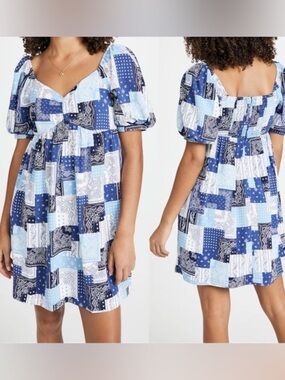 English factory Patchwork Bandana Print Mini Dress size s